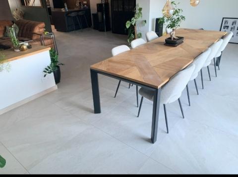 Rénovation d'une maison à Linselles : pose d'un carrelage 90x90 cm