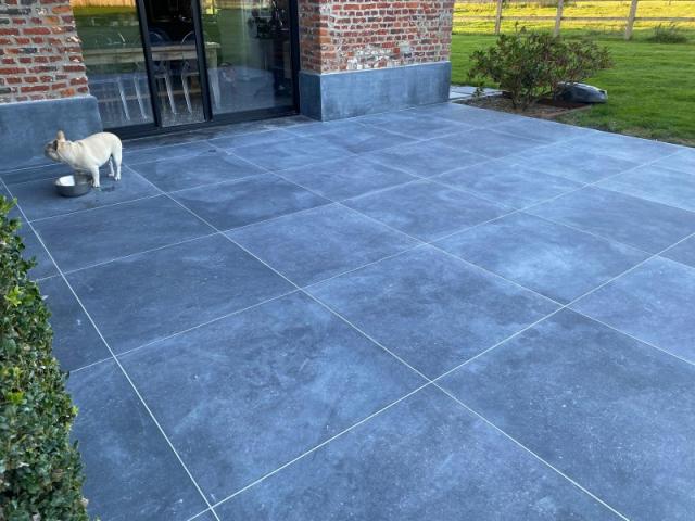 CARRELAGE EXTERIEUR GRAND FORMAT ASPECT PIERRE BLEU EN 90X90X2